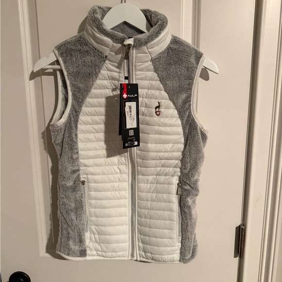 NWT Aulp Unima Faux Fur Padded Two-Tone Vest White Gray S - Picture 5 of 13